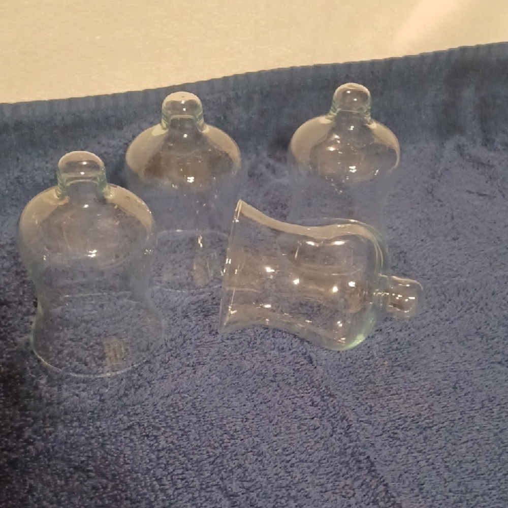 Set of Clear Glass Bell Shaped Votive Cups  Set Of 4 Candle Holders